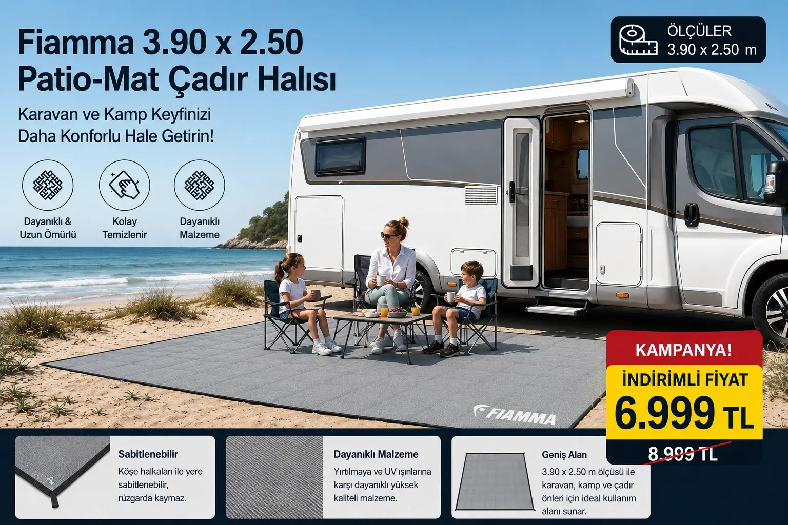 Fiamma 3.90 x 2.50 Patio-Mat Çadır Halısı