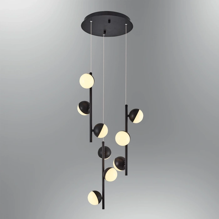 A-567-9-SY SİYAH LEDLİ YUVARLAK AVİZE