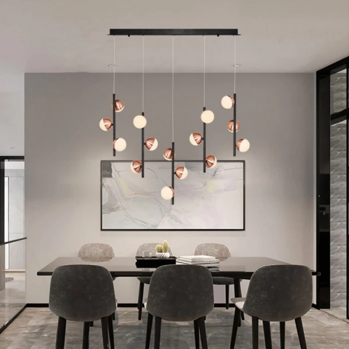 A-567-15-RG SİYAH LEDLİ SIRALI AVİZE