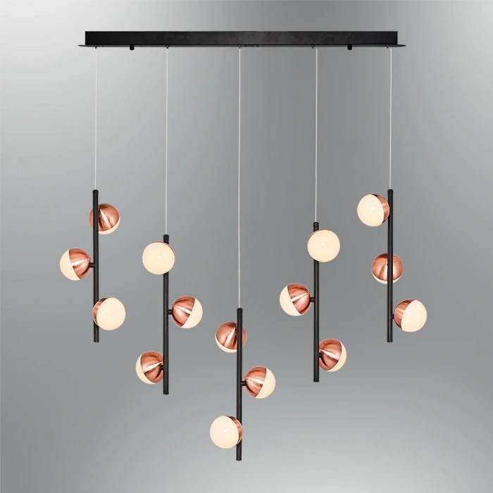 A-567-15-RG SİYAH LEDLİ SIRALI AVİZE