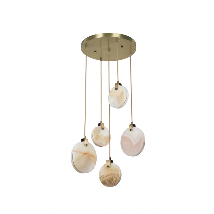 A-7106-5Y-15215215 BEŞLİ YUVARLAK MERMER AVİZE