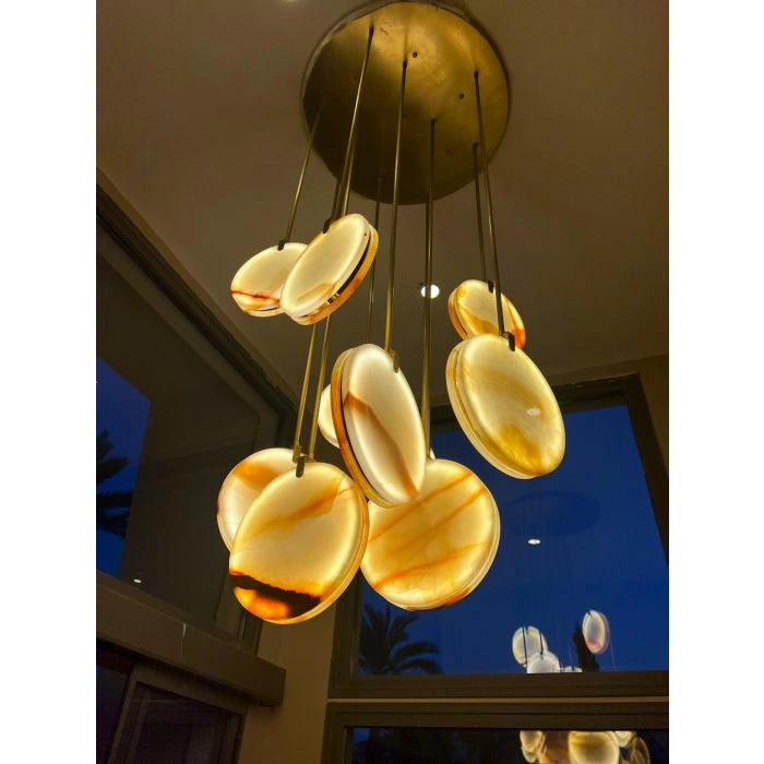 A-7106-5Y-15215215 BEŞLİ YUVARLAK MERMER AVİZE