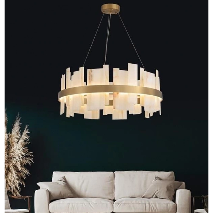 A-7107-80 YUVARLAK DOĞAL MERMER AVİZE