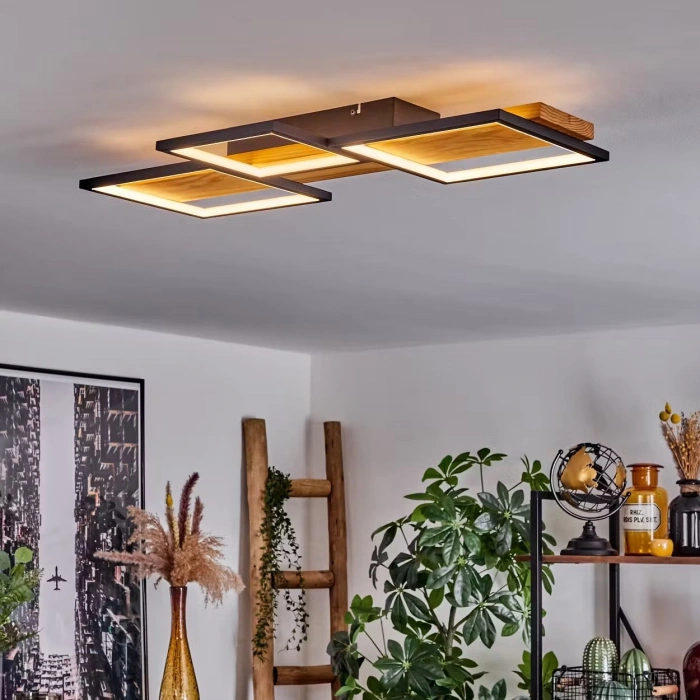 AW-4330-3S Doğal Ahşap üçlü Kare Plafonyer