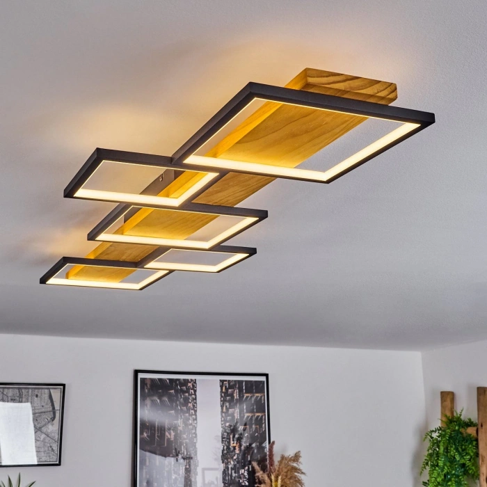 AW-4330-5S Doğal Ahşap Beşli Kare Plafonyer