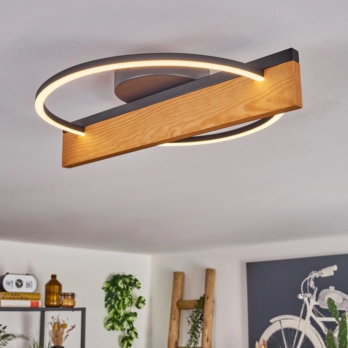 AW-4340-1S Doğal Ahşap Tekli Çember Plafonyer