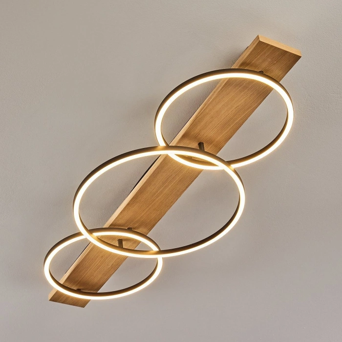 AW-4310-3S Doğal Ahşap Üçlü Çember Plafonyer