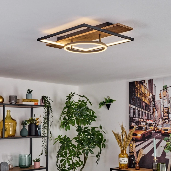 AW-4312-2 Doğal Ahşap Kare Çember Plafonyer