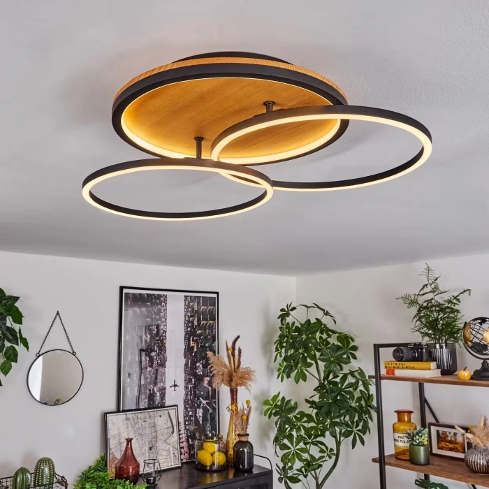 AW-4350-2 Doğal Ahşap İkili Çember Plafonyer