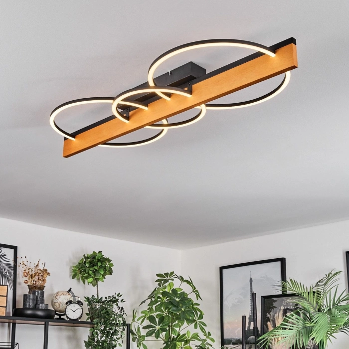 AW-4340-3S Doğal Ahşap Üçlü Çember Plafonyer