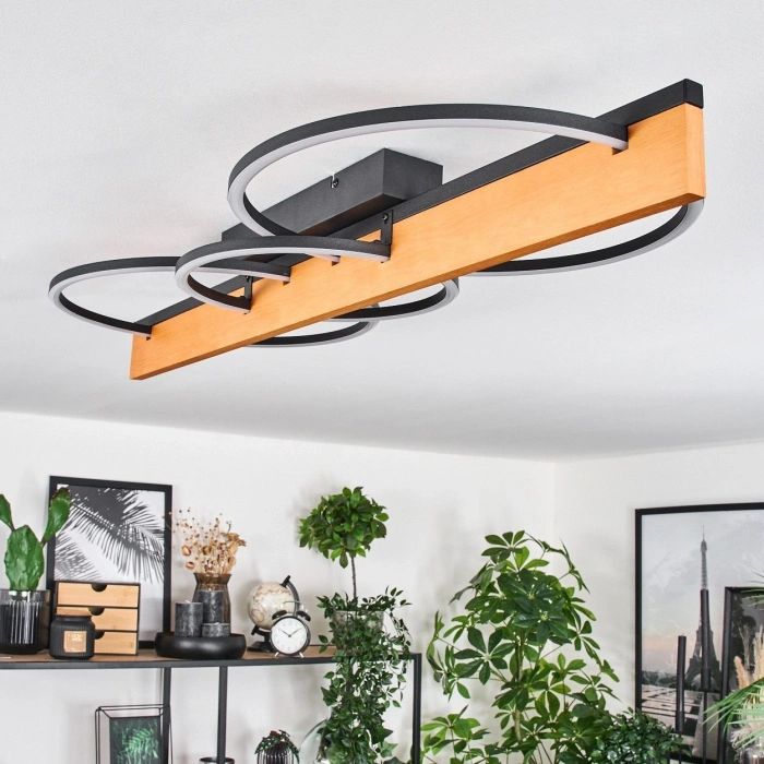 AW-4340-3S Doğal Ahşap Üçlü Çember Plafonyer