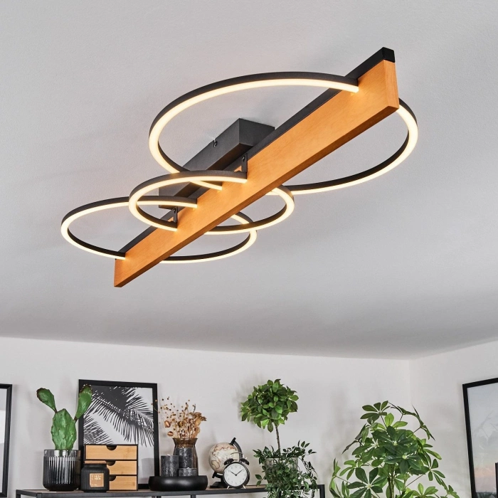 AW-4340-3S Doğal Ahşap Üçlü Çember Plafonyer