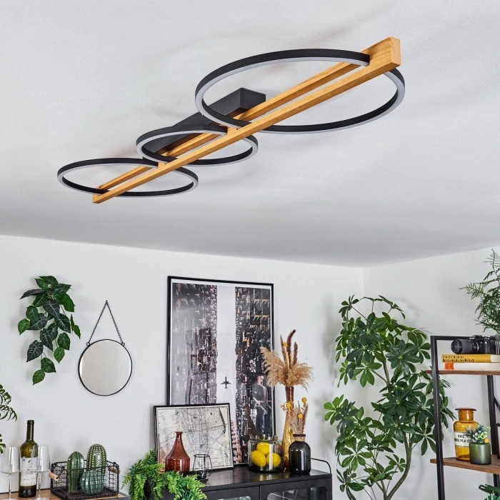 AW-4360-3S Doğal Ahşap Üçlü Çember Plafonyer