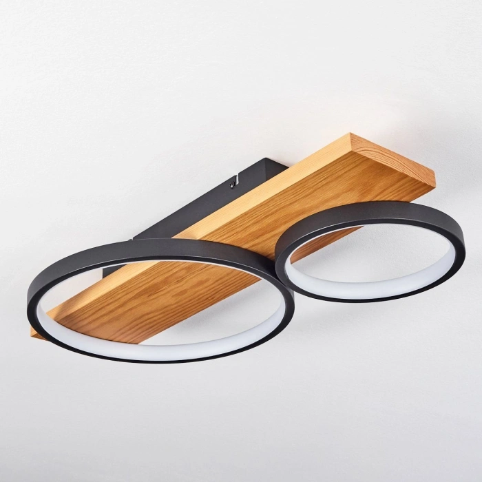 AW-4370-2S Doğal Ahşap İkili Çember Plafonyer