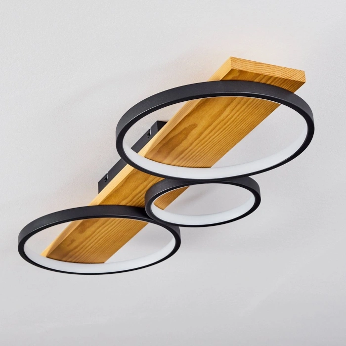 AW-4370-3S Doğal Ahşap Üçlü Çember Plafonyer