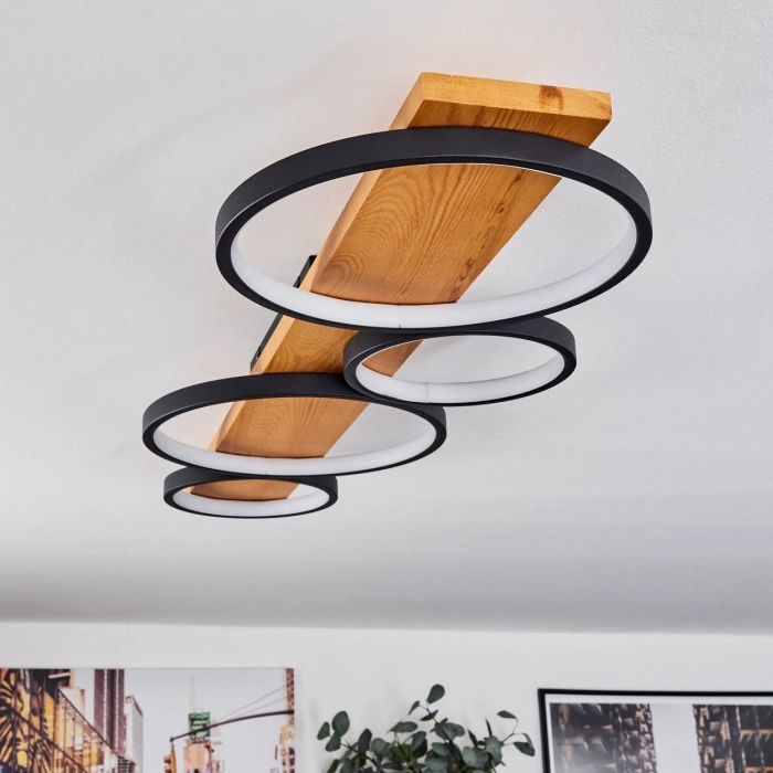 AW-4370-4S Doğal Ahşap Dörtlü Çember Plafonyer