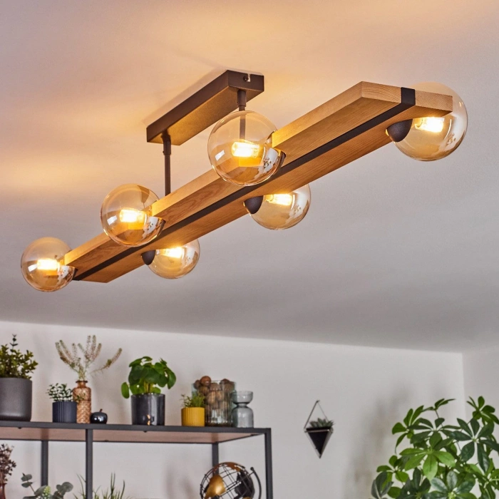 AW-4300-6 Doğal Ahşap Altılı Camlı Sarkıt