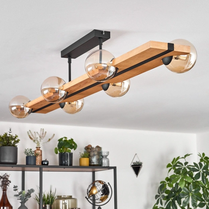 AW-4300-6 Doğal Ahşap Altılı Camlı Sarkıt