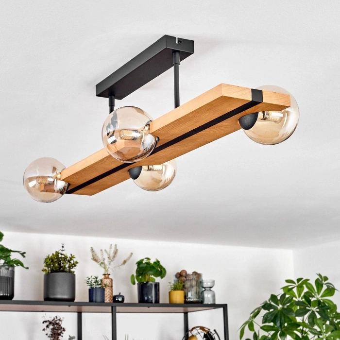 AW-4300-4 Doğal Ahşap Dörtlü Camlı Sarkıt