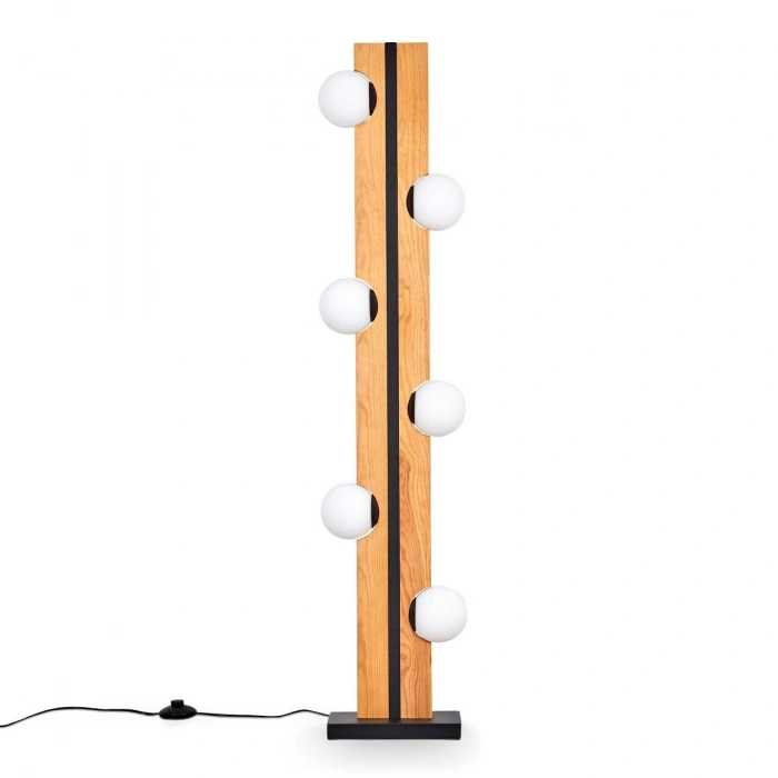 LW-4300-6B Doğal Ahşap Altılı  Beyaz Camlı Lambader