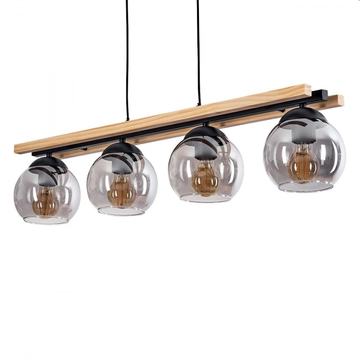 AW-7018-4S Doğal Ahşap Üzerine Dörtlü Cam Sarkıt