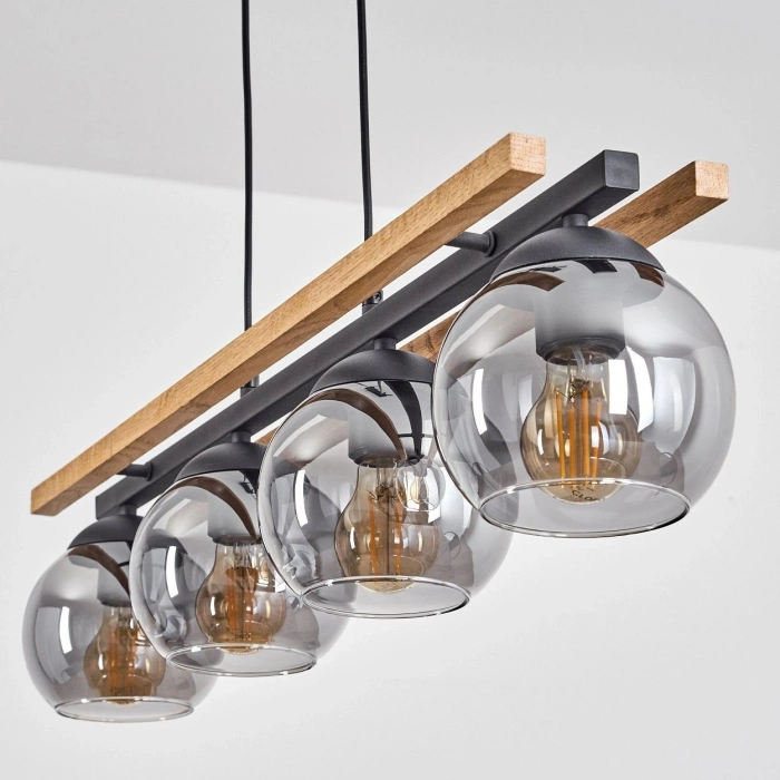 AW-7018-4S Doğal Ahşap Üzerine Dörtlü Cam Sarkıt