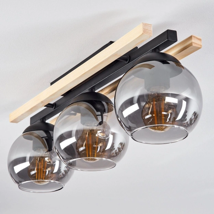 AW-7018-3S Doğal Ahşap Üzerine Üçlü Cam Sarkıt