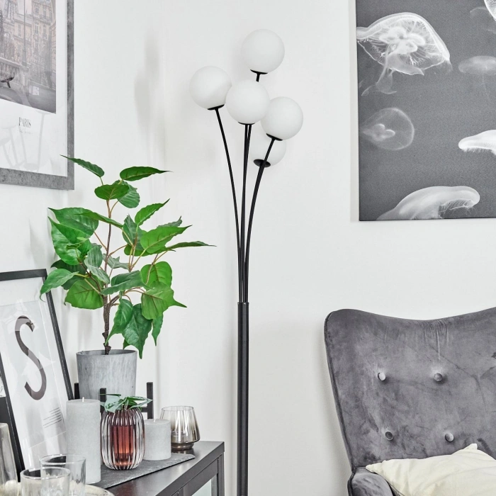 LM-3465-5B Beşli Beyaz Cam Lambader