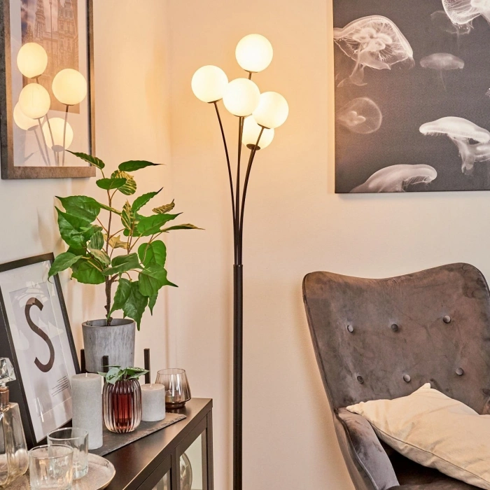 LM-3465-5B Beşli Beyaz Cam Lambader