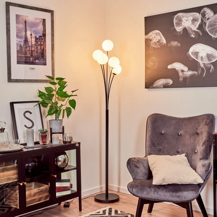 LM-3465-5B Beşli Beyaz Cam Lambader