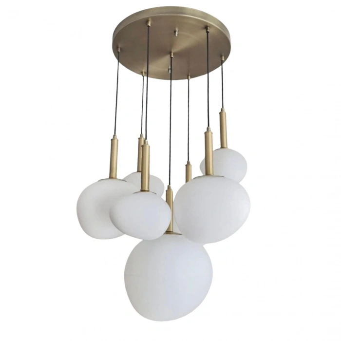 A-3356-7EY YEDİLİ YAMUK CAMLI YUVARLAK SARKIT AVİZE