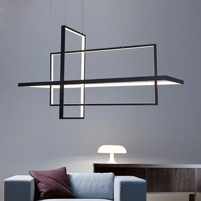 A-3000-3S Dikdörtgen Siyah Sarkıt Avize