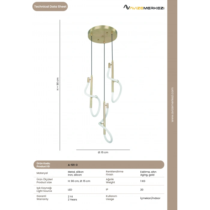 A-511-3 LEDLİ YUVARLAK AVİZE