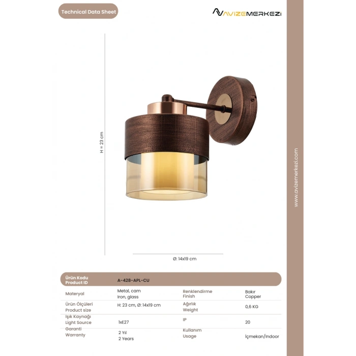 BAKIR RENK KAPLMAMA APLİK A-428-APL-CU