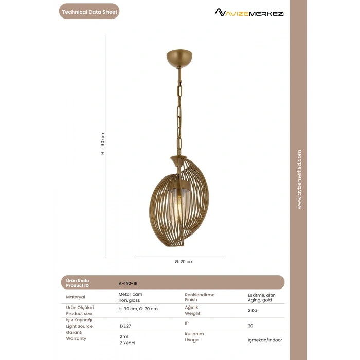 Eskitme Tekli Avize A-192-1E