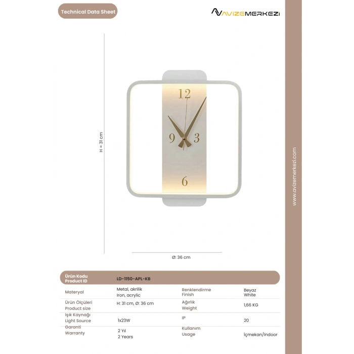 SAATLİ KARE APLİK LD-1151-APL-KB