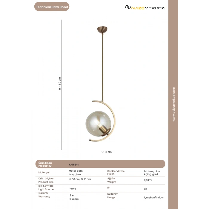 TEKLİ AVİZE A-165-1