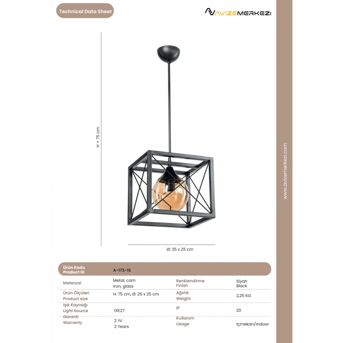 TEKLİ AVİZE A-173-1S