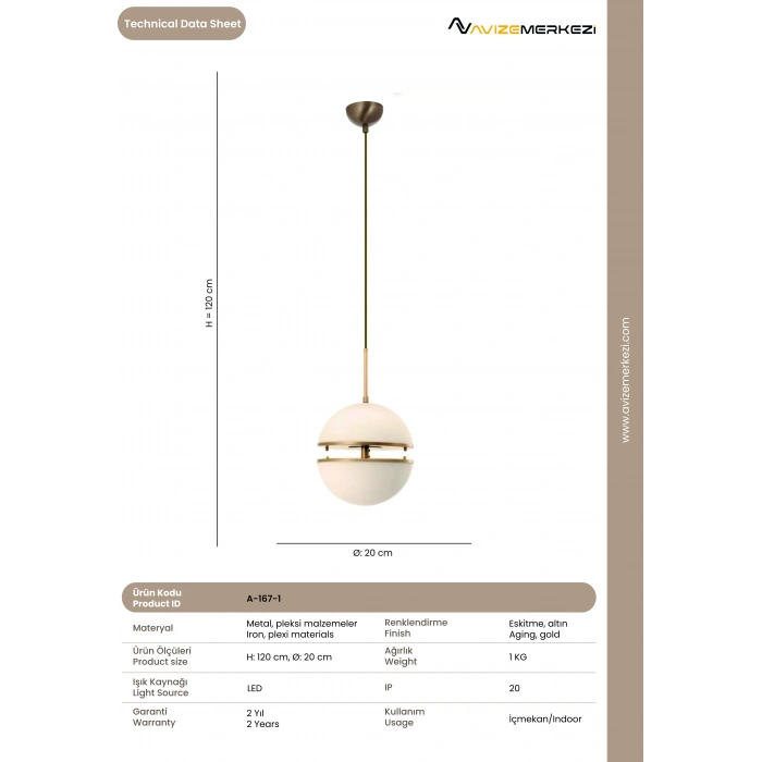 TEKLİ LEDLİ AVİZE A-167-1