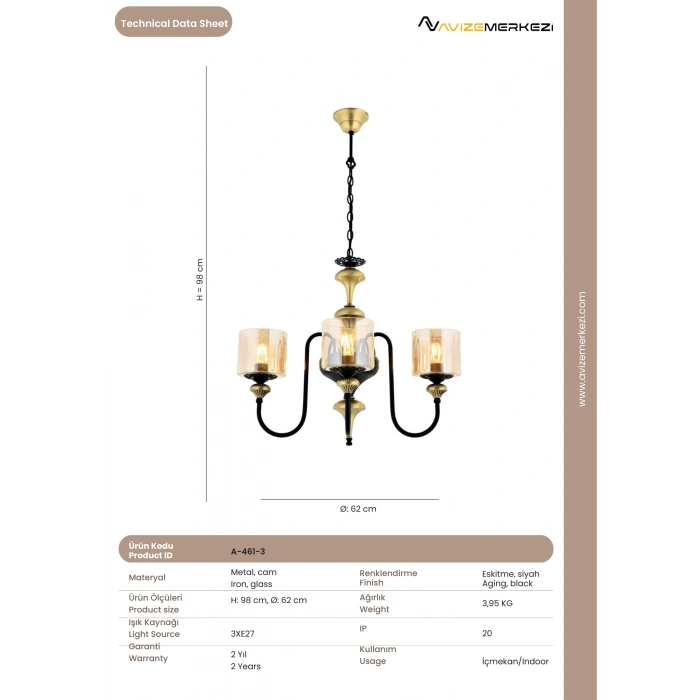 ÜÇLÜ AVİZE A-461-3