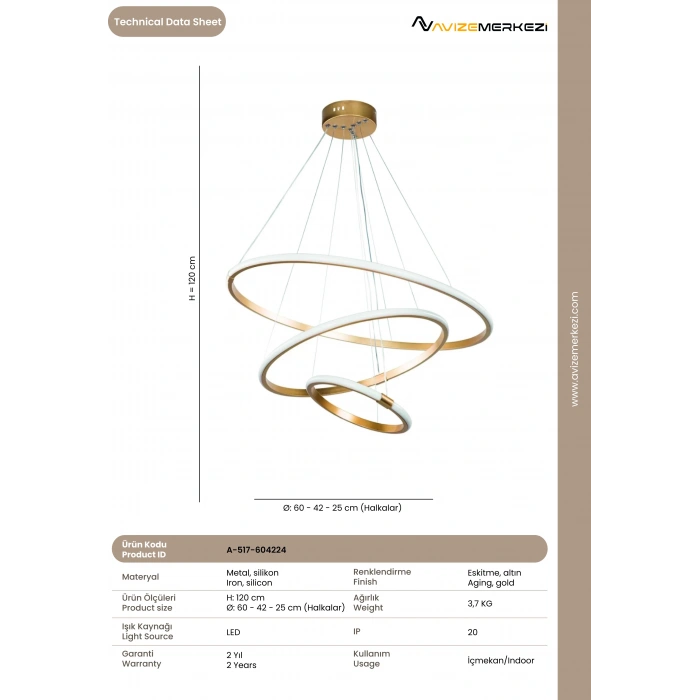 YUVARLAK HALKA LEDLİ AVİZE A-517-E-604224