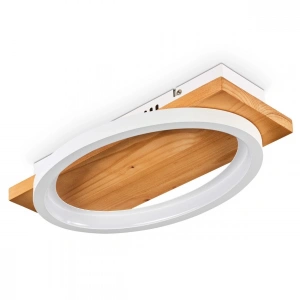 AW-4370-1B Doğal Ahşap Tekli Beyaz Çember Plafonyer