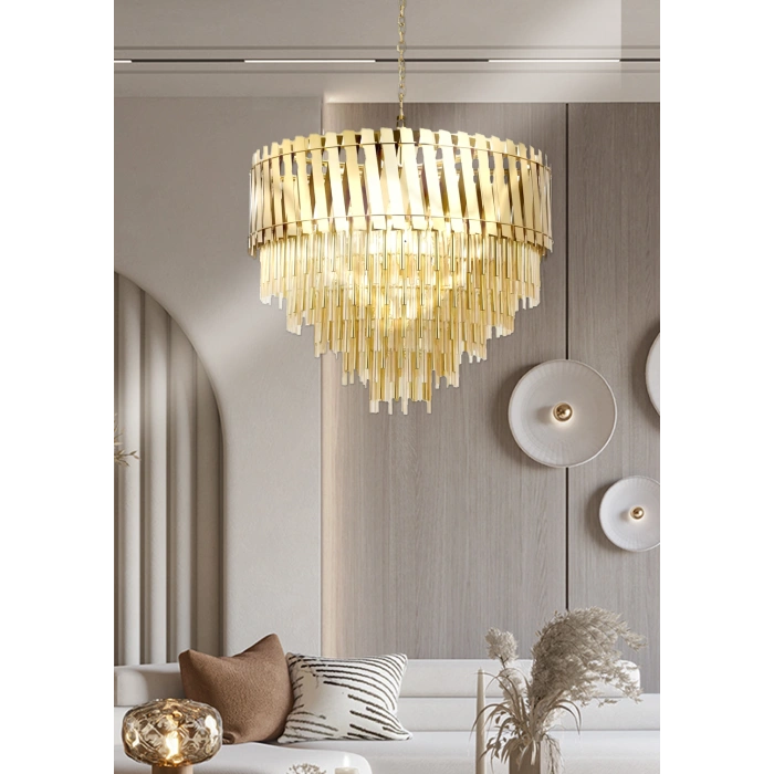 A-186-S80 Sarı Kaplama Modern Avize