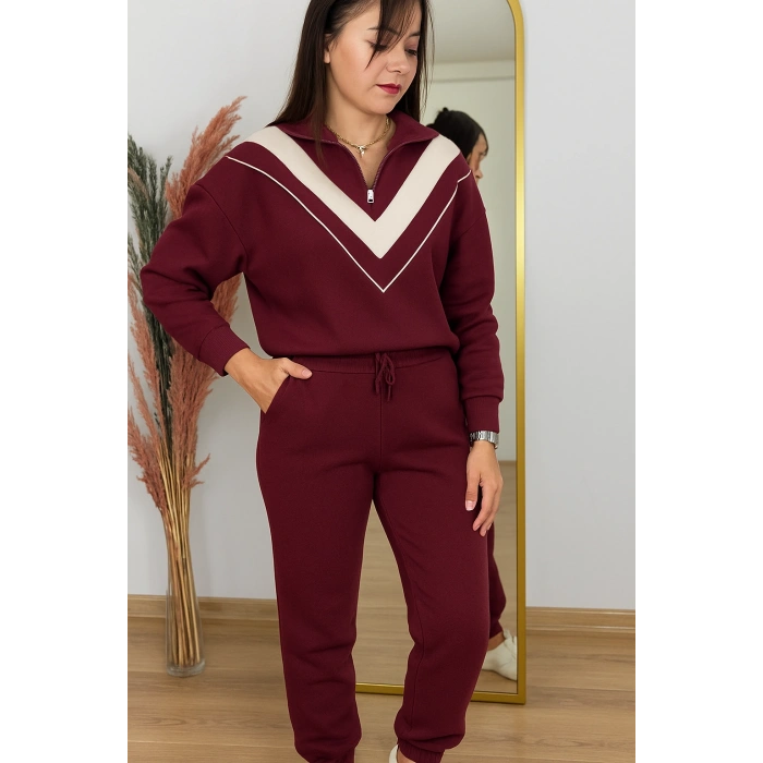 BORDO V GARNİLİ OYS MODAL TAKIM