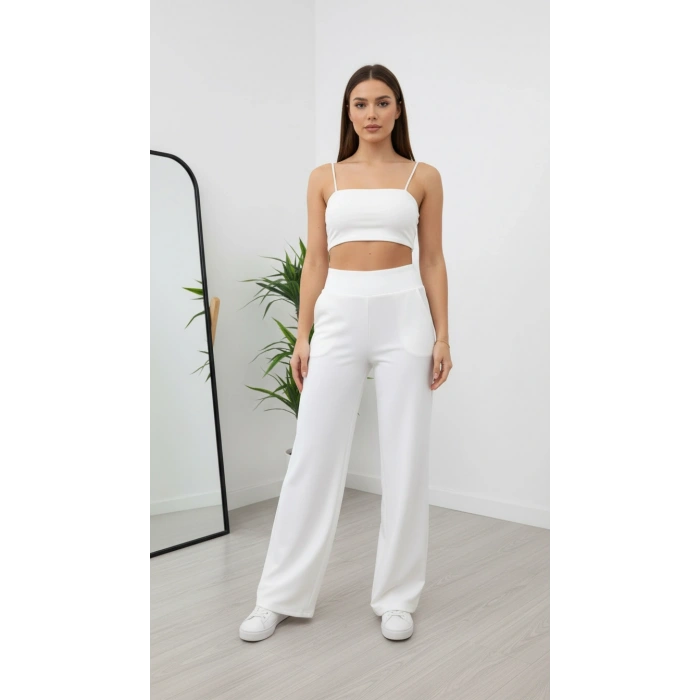 KORSAJ KEMER BEYAZ PANTOLON