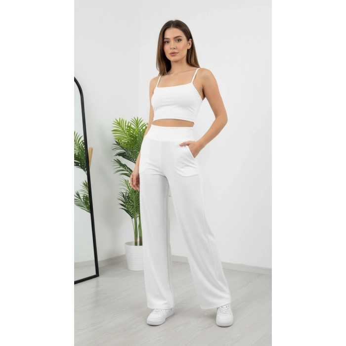 KORSAJ KEMER BEYAZ PANTOLON