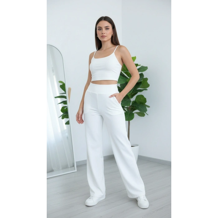 KORSAJ KEMER BEYAZ PANTOLON