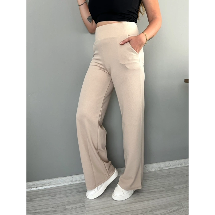 KORSAJ KEMER KREM PANTOLON