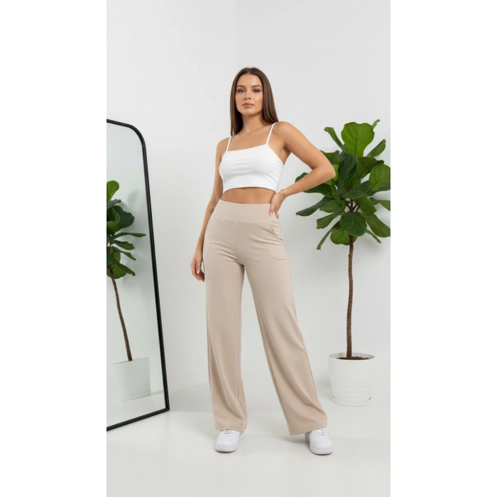 KORSAJ KEMER KREM PANTOLON