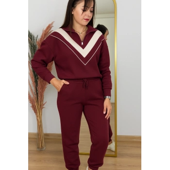 BORDO V GARNİLİ OYS MODAL TAKIM